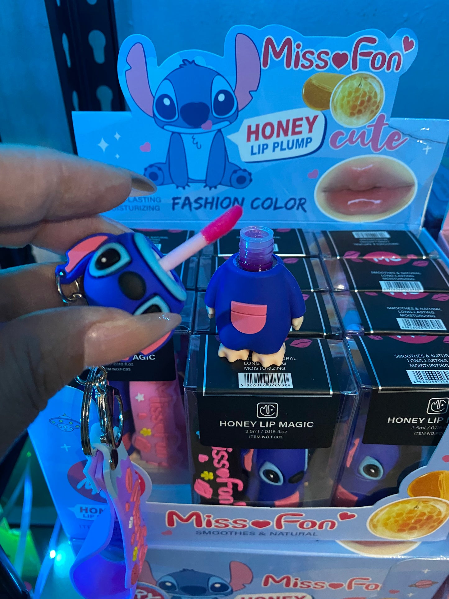 Stitch keychain and lip gloss 12(pcs)