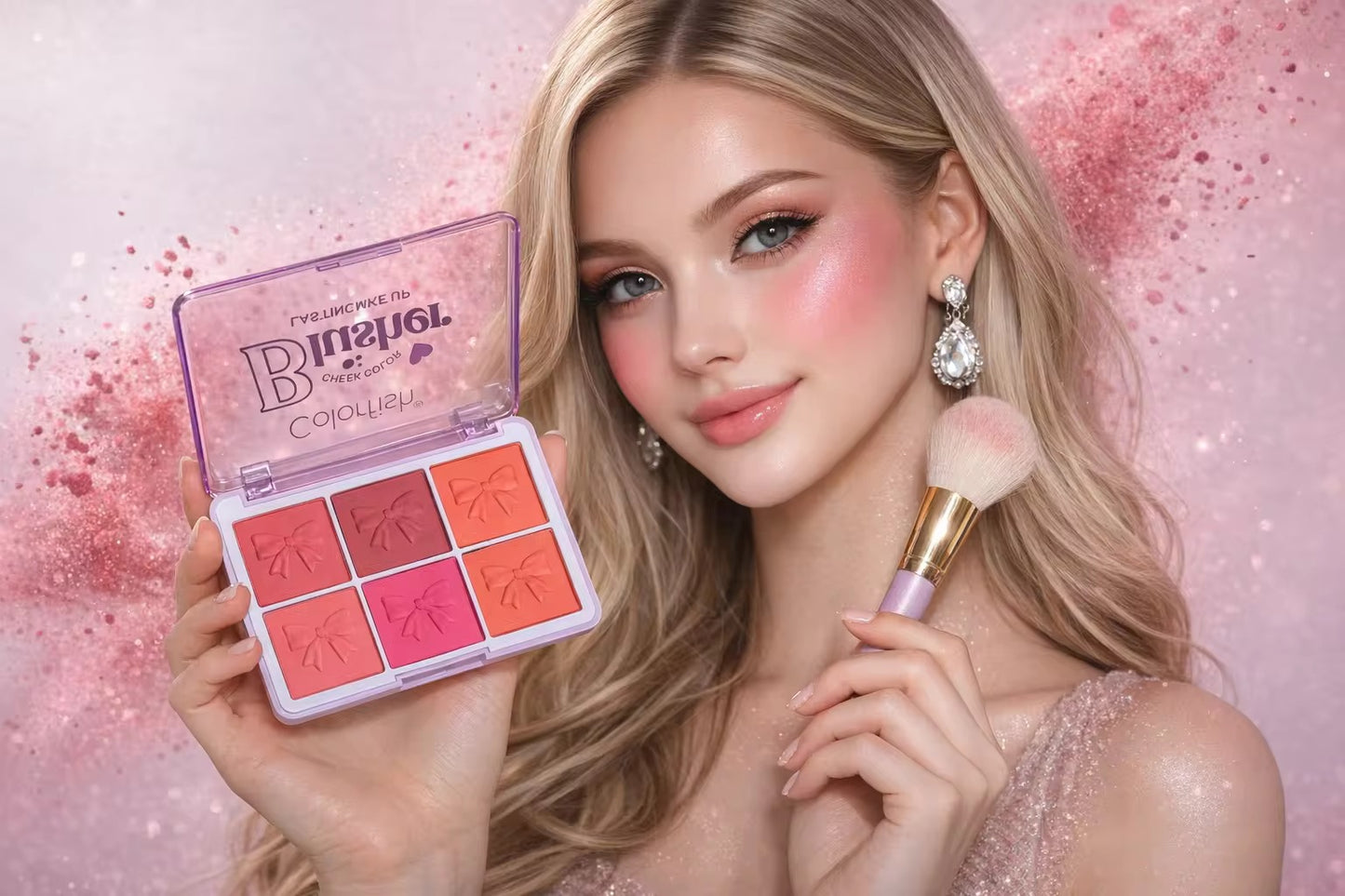 Blush palette with 12 pieces and comes with 6 colors