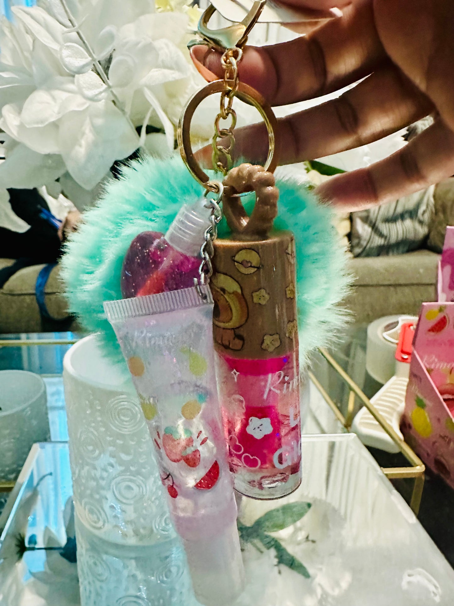 Capybara Keychain with lip gloss