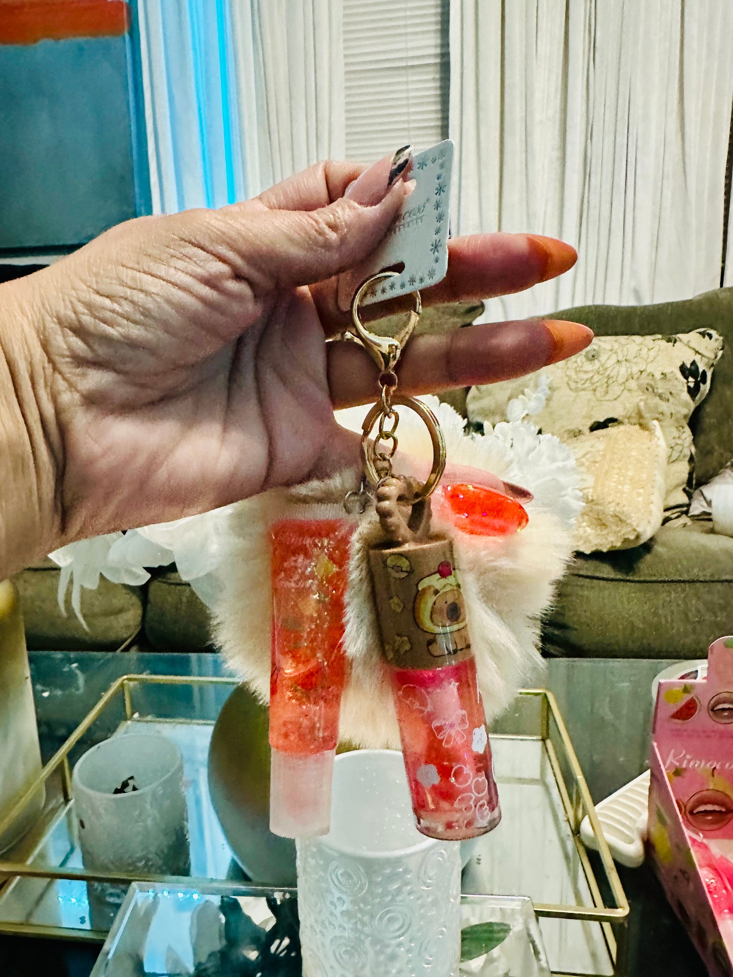 Capybara Keychain with lip gloss