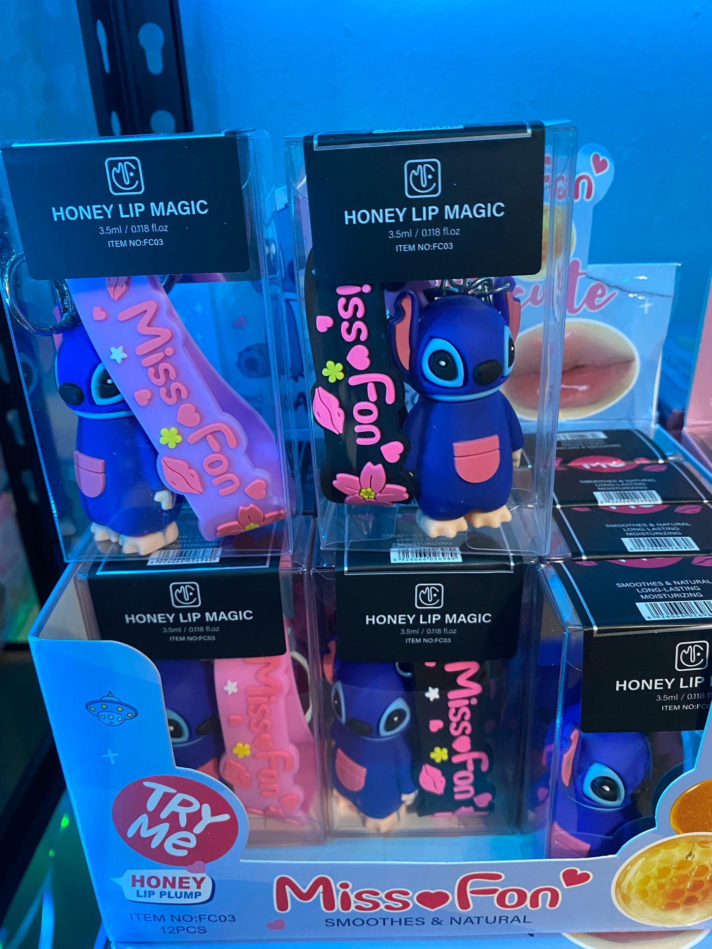 Stitch keychain and lip gloss 12(pcs)