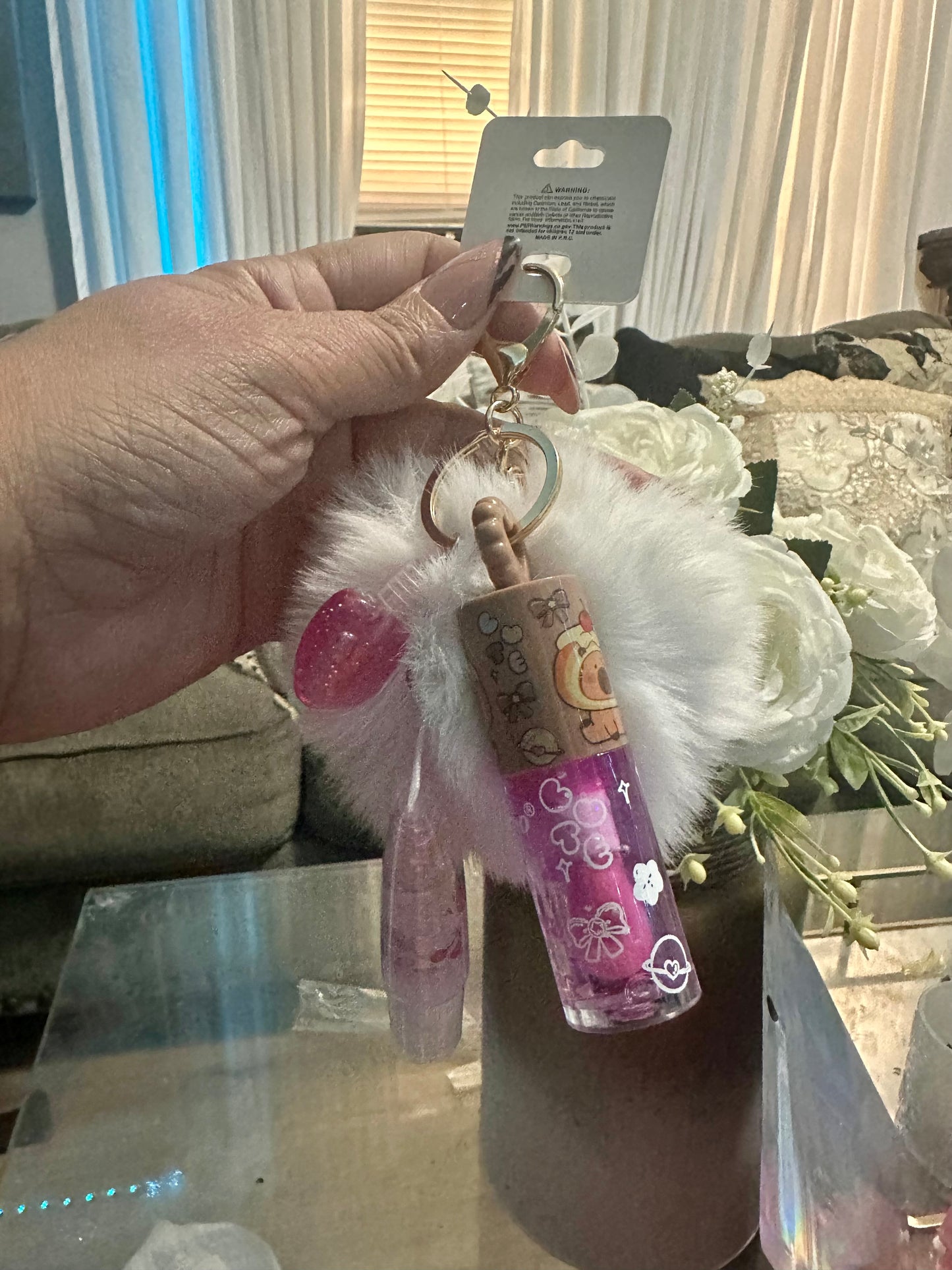 Capybara Keychain with lip gloss