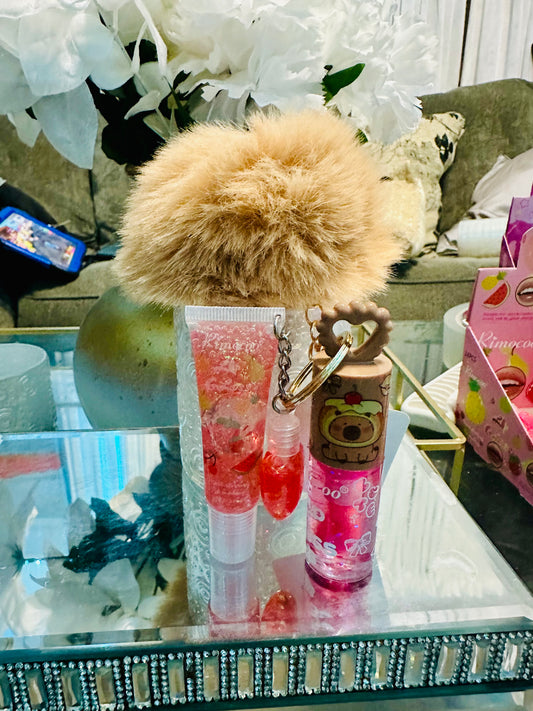 Capybara Keychain with lip gloss