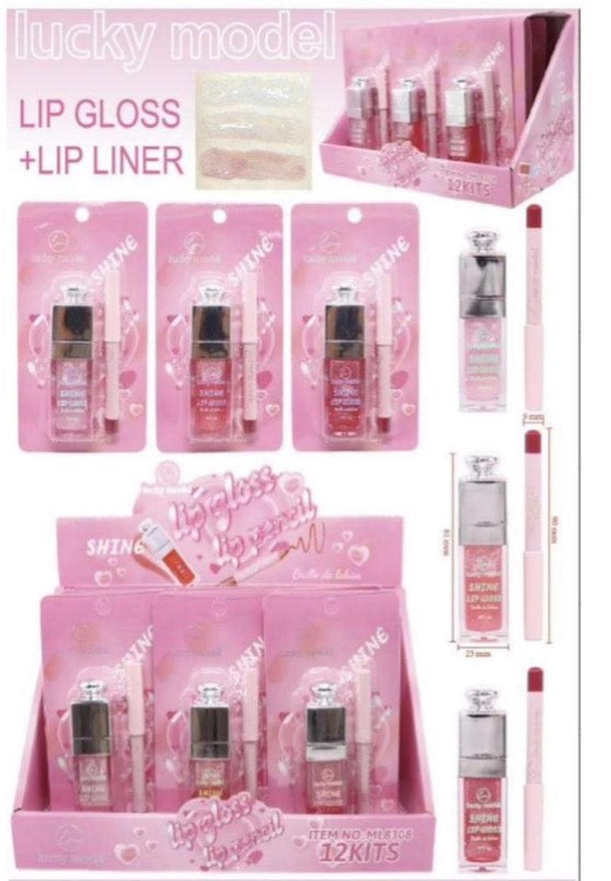 Lip gloss + lip pencil set 12(pcs)